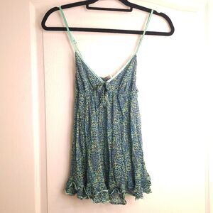 Victoria's Secret Blue Green Leopard Print Y2K Baby Doll Teddy